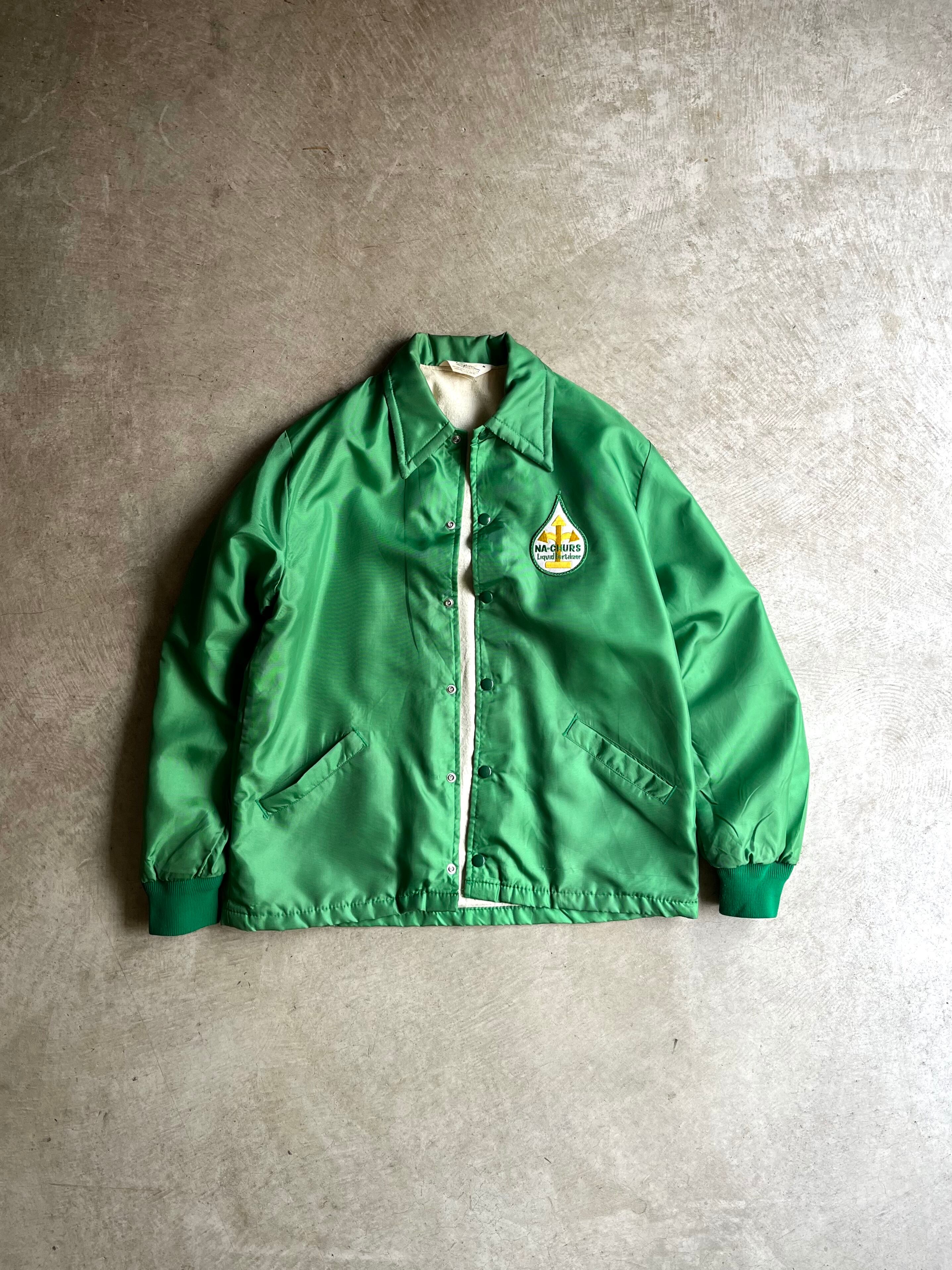 アメリカ製❗️70年代 ダークグリーン スクールジャケット USA製 70's Gem SPORTSWEAR “NYLON SNAP JACKET” | OLDROOKIE