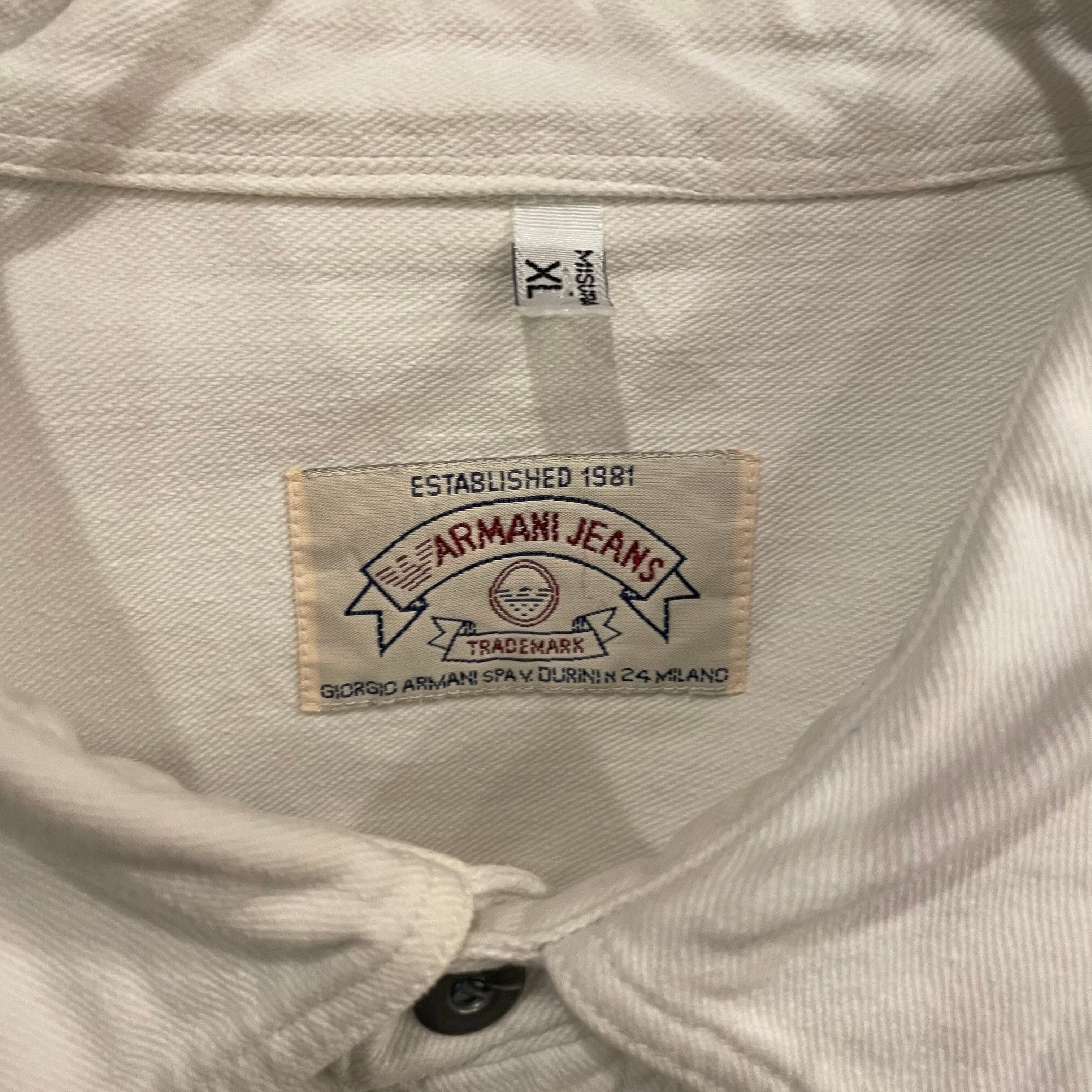 90s ARMANI JEANS L/S White Denim Shirts | VOSTOK