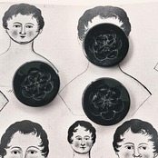 フランス 1900s 2.7c 幾何学の黒花とgalalithe製ボタンセットk アンティーク