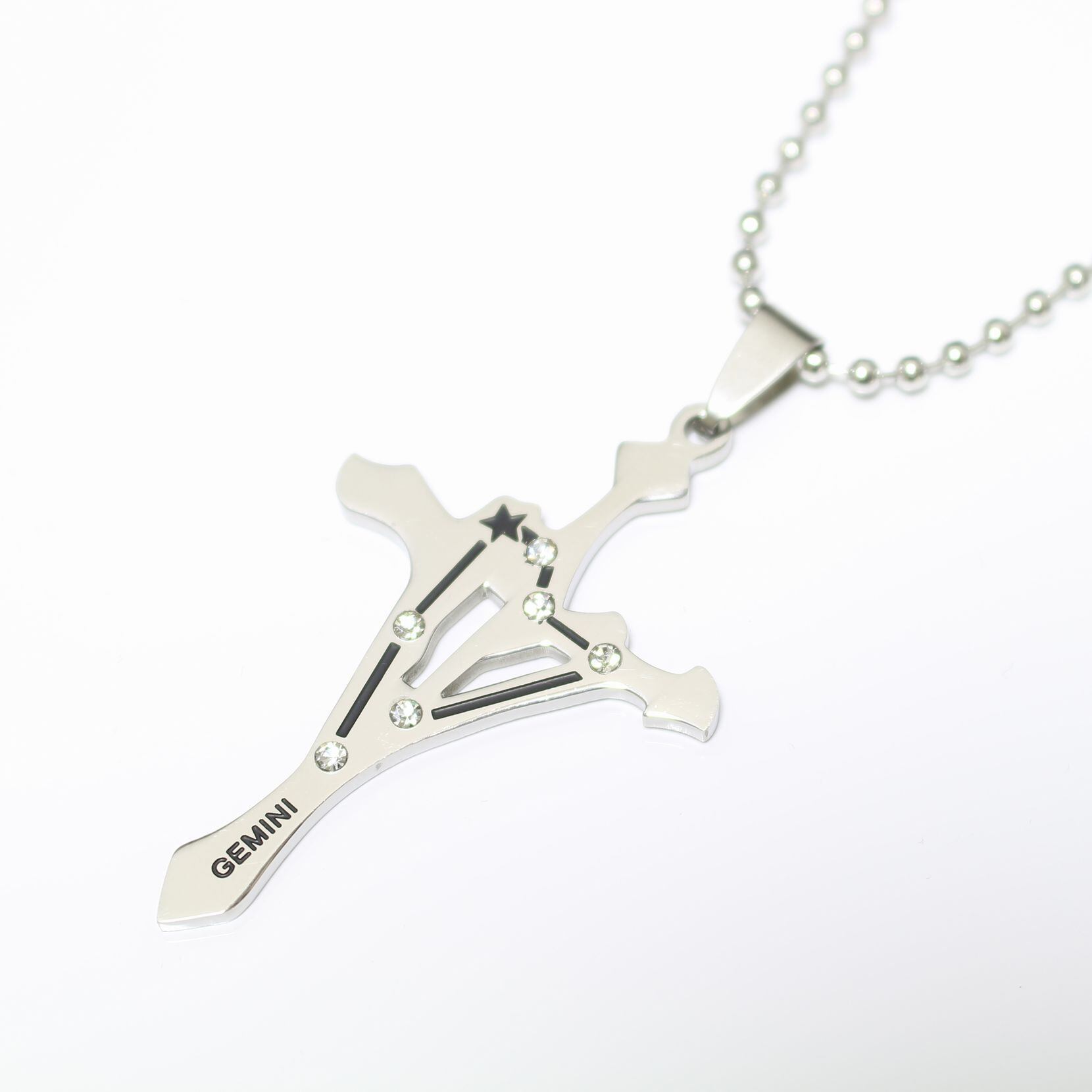 ステンレス 星座型プレートペンダント(双子座) ※チェーン付き