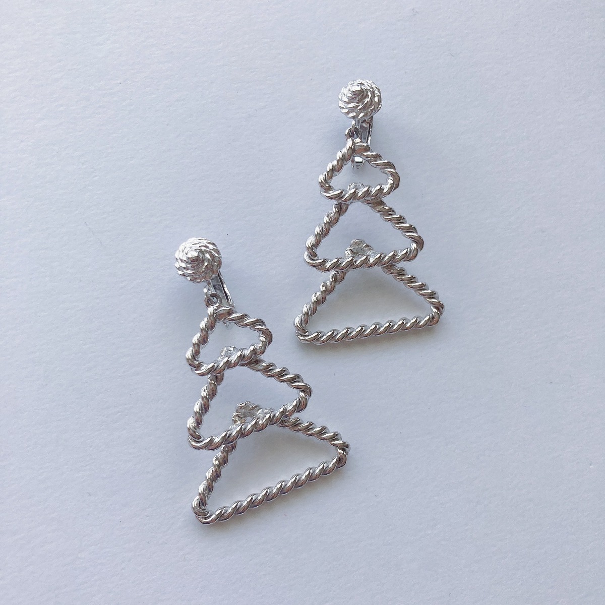 Vintage silver tone triangle dangle earrings ヴィンテージ シルバートーン トライアングル 三角形