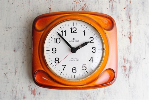 ドイツ製 Junghans 陶器フレーム 壁時計 電池式 ユンハンス 壁掛け時計 セラミック キッチンクロック アンティーク ig2703