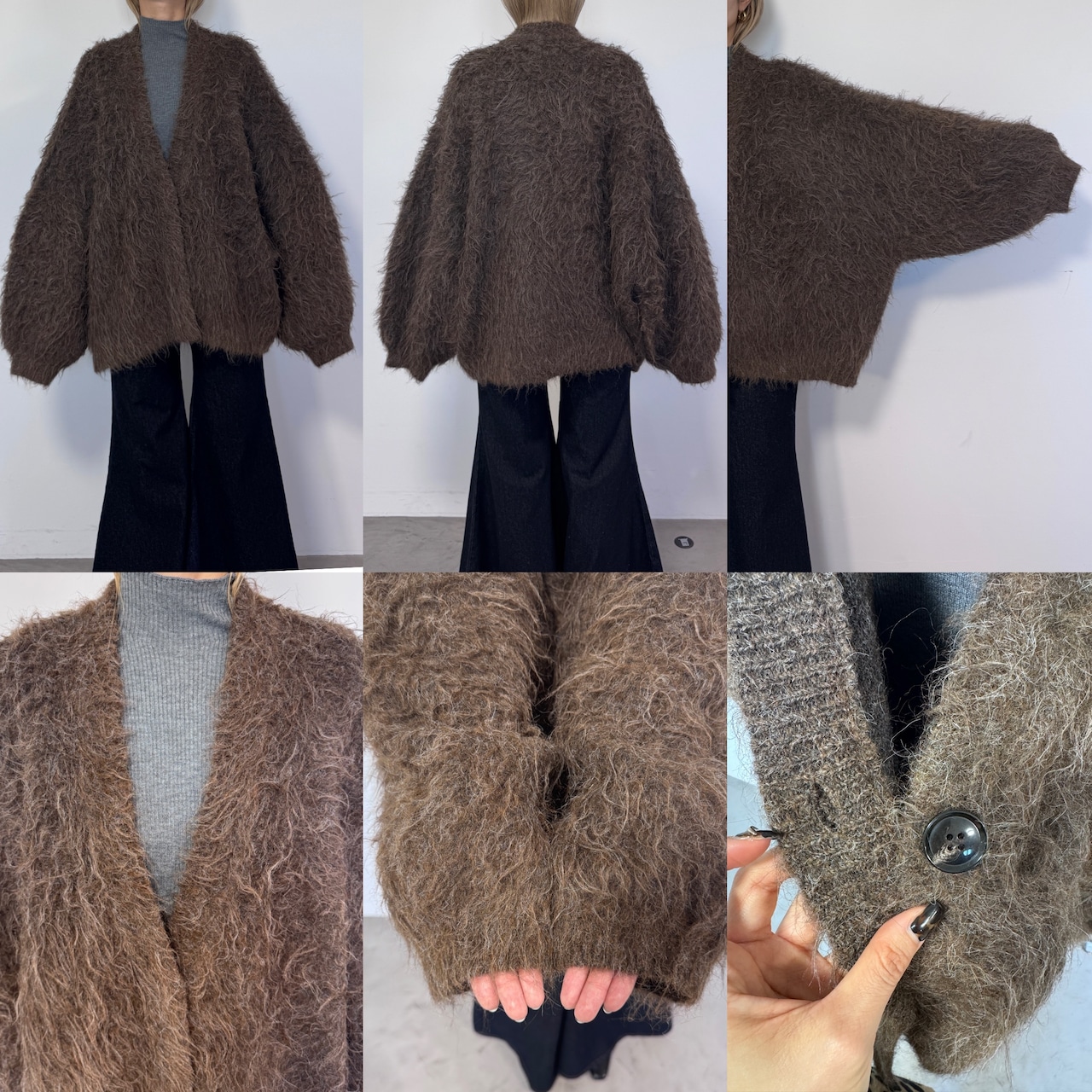 MOKE MOKE shaggy over knit CD/brown