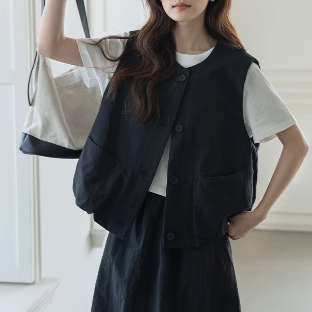 round neck short cotton vest