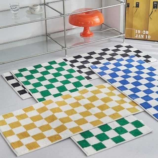 checkerboard soft kitchen mat 4colors / チェッカーボード ソフト キッチンマット チェック ラグ 韓国 北欧 インテリア 雑貨