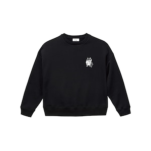 drowsy.. FRONT SMALL DOG LOGO CREW SWEAT / 22AW / BK