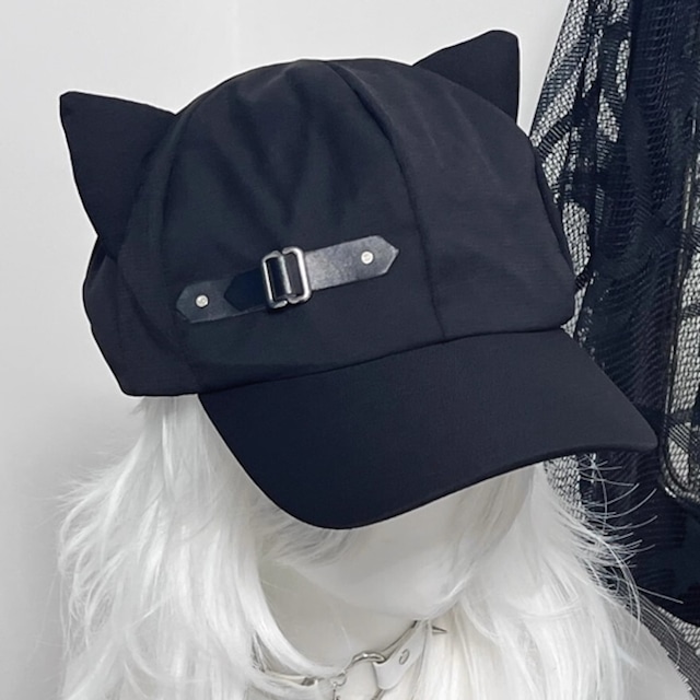猫耳キャップ ライブ 推し活 パンクゴシック ブラックキャップ