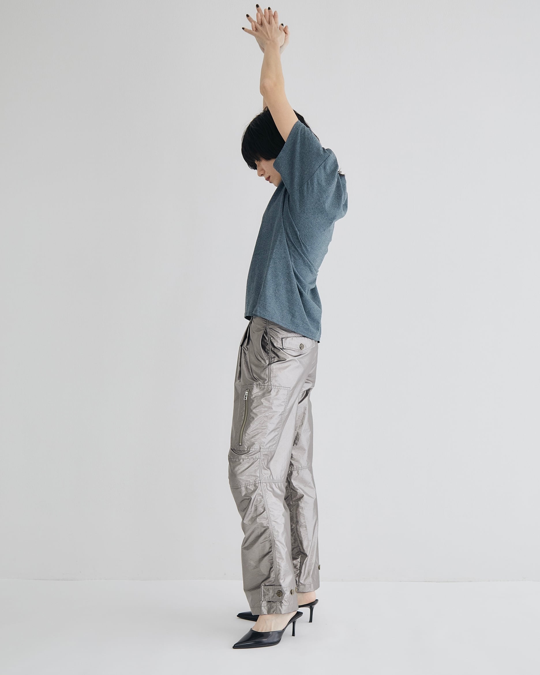 新品未使用SELENAHELIOS セレナヘリオスCamo Half Pants Metallic Zipper Pants(SILVER) | selenahelios