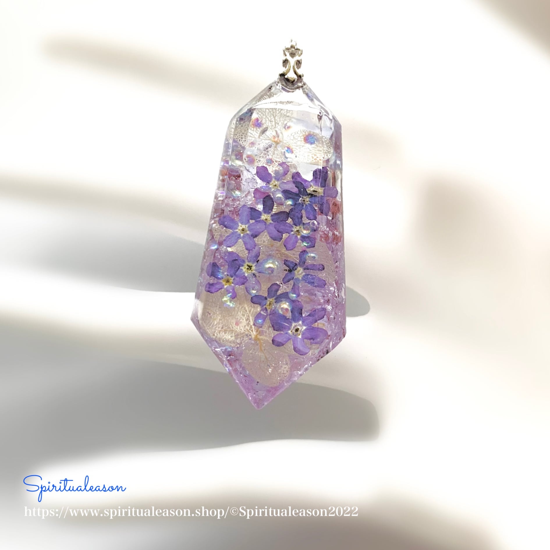 オルゴナイト ペンダントトップ：勿忘草【花言葉／真実の愛