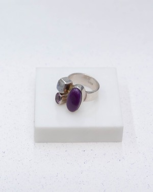vintage multi-gemstone silver ring