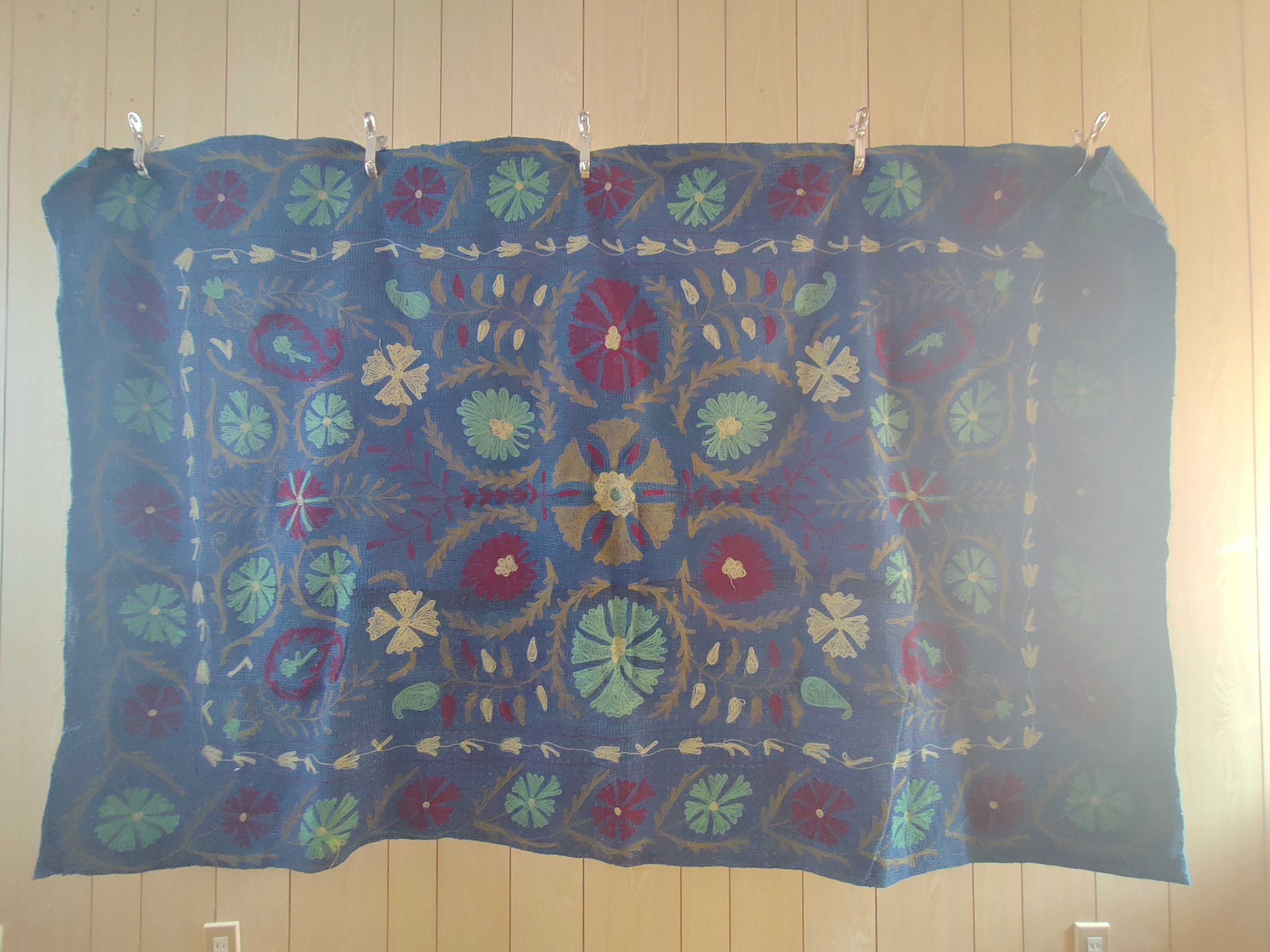 激安セール】【激安セール】no.215 Indigo スザニ 刺繍 カンタキルト