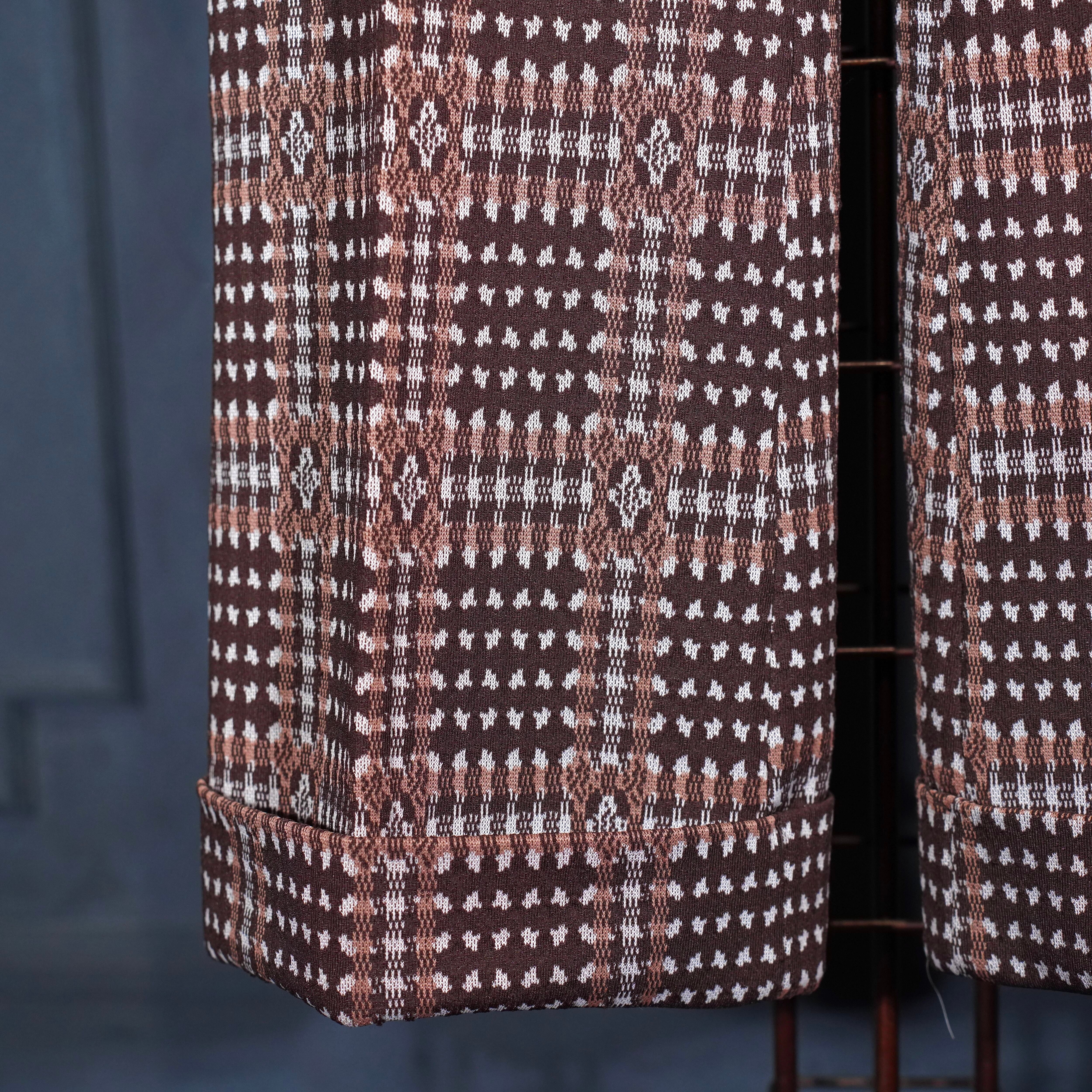 70's USA VINTAGE PATTERNED DESIGN FLARE KNIT SLACKS PANTS/70年代