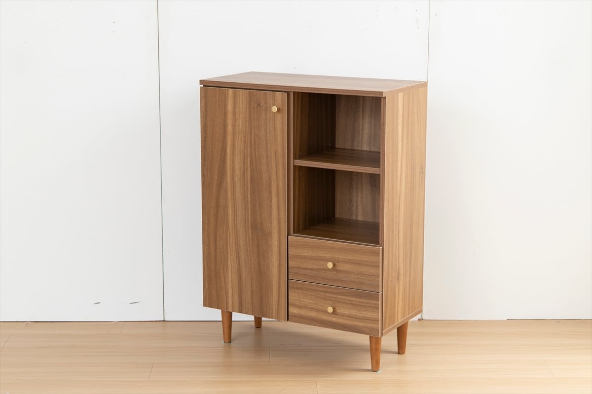 全2色】コンパクトさと収納力を両立した脚付きキャビネット (幅65cm