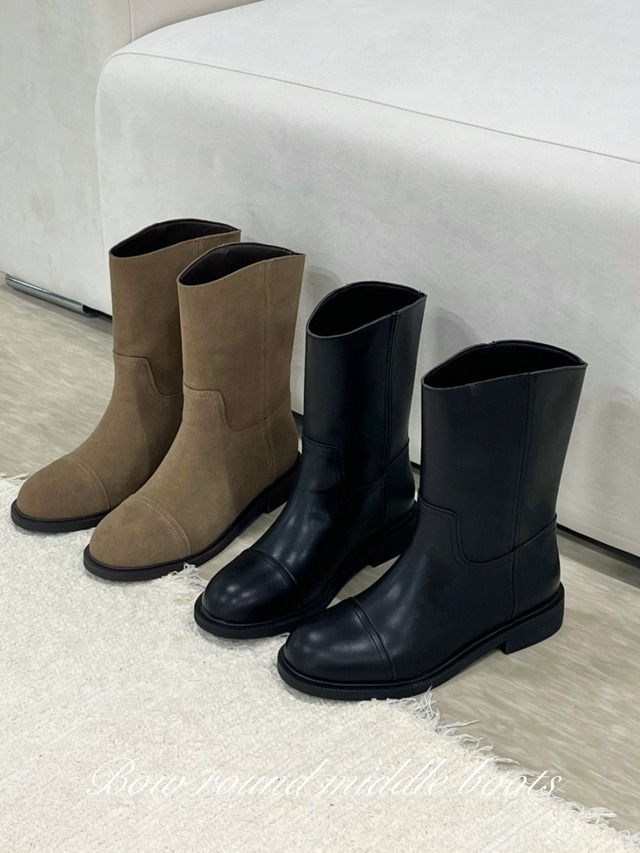 [MOMENT] bow round middle boots / 2color