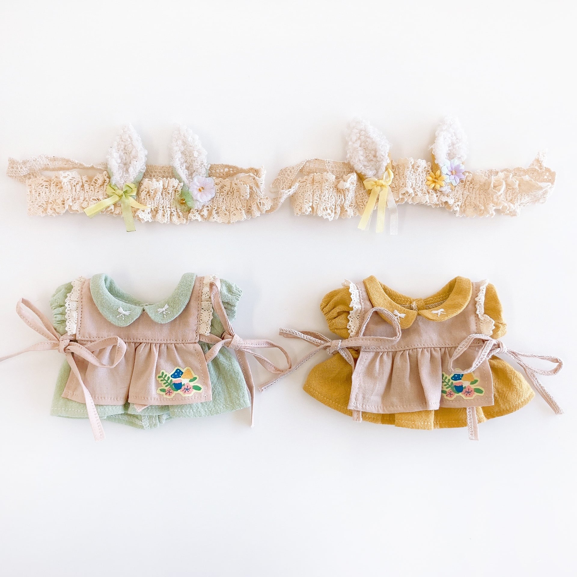 776【15cm】花畑のこうさぎワンピース | Little Closet │ ぬい服