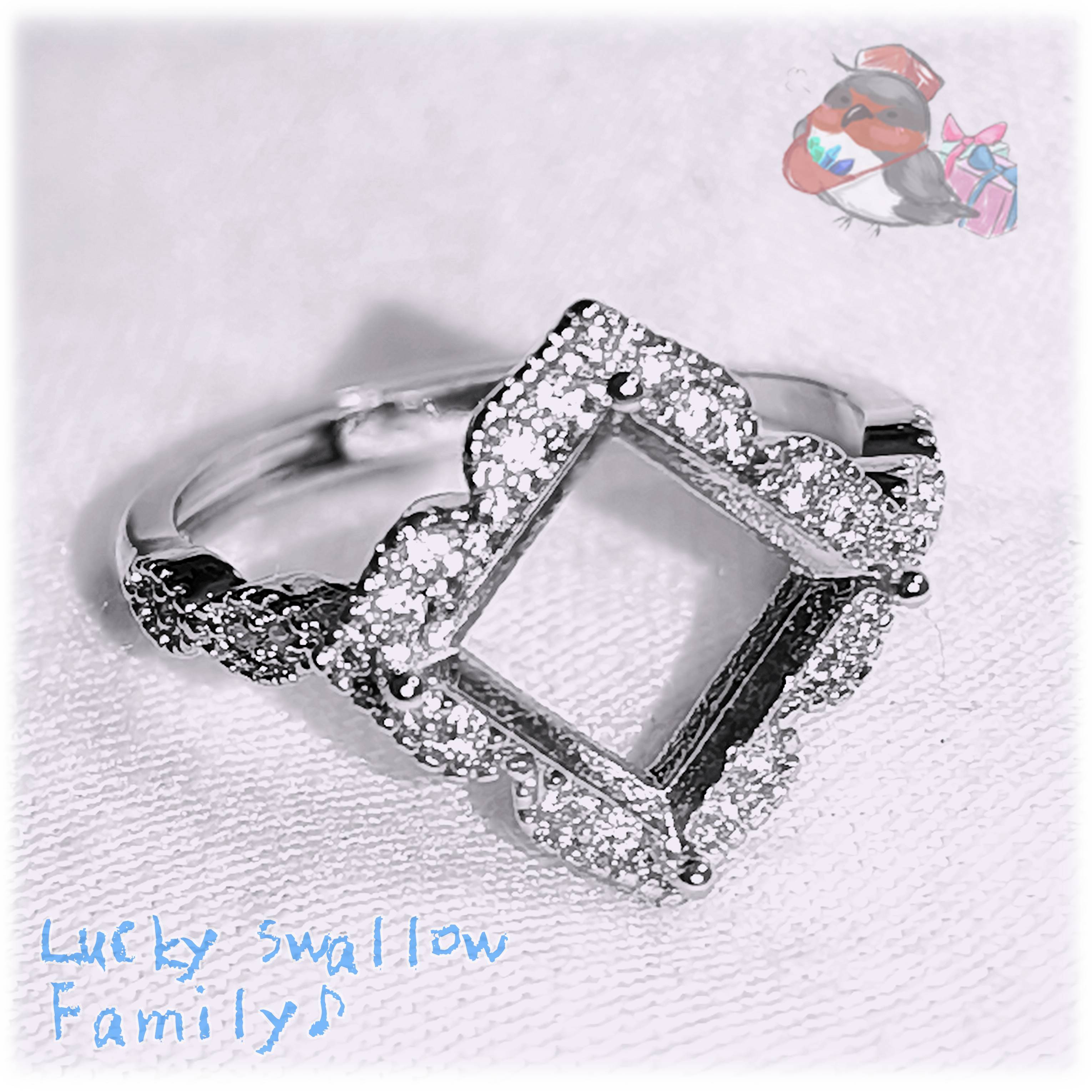 ▶️ 8 x 8 mm 空枠 四角 フリーサイズ リング 単品 1個 指輪 No.7398