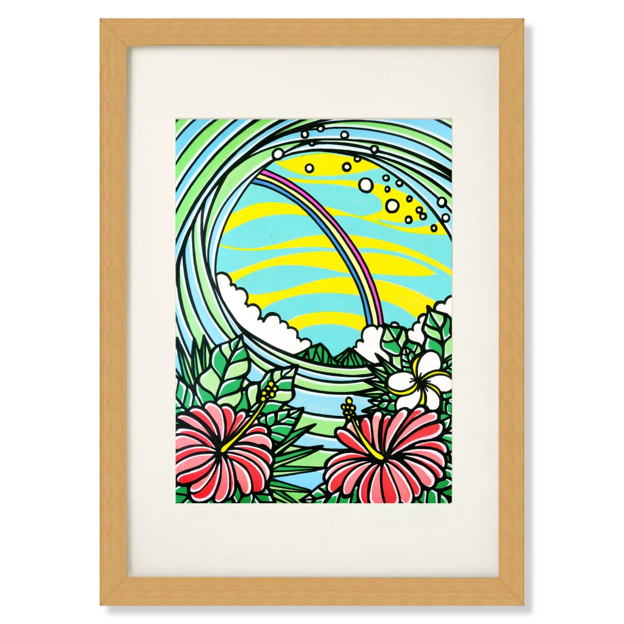 Art Print A4（Rainbow Hibiscus）with Frame