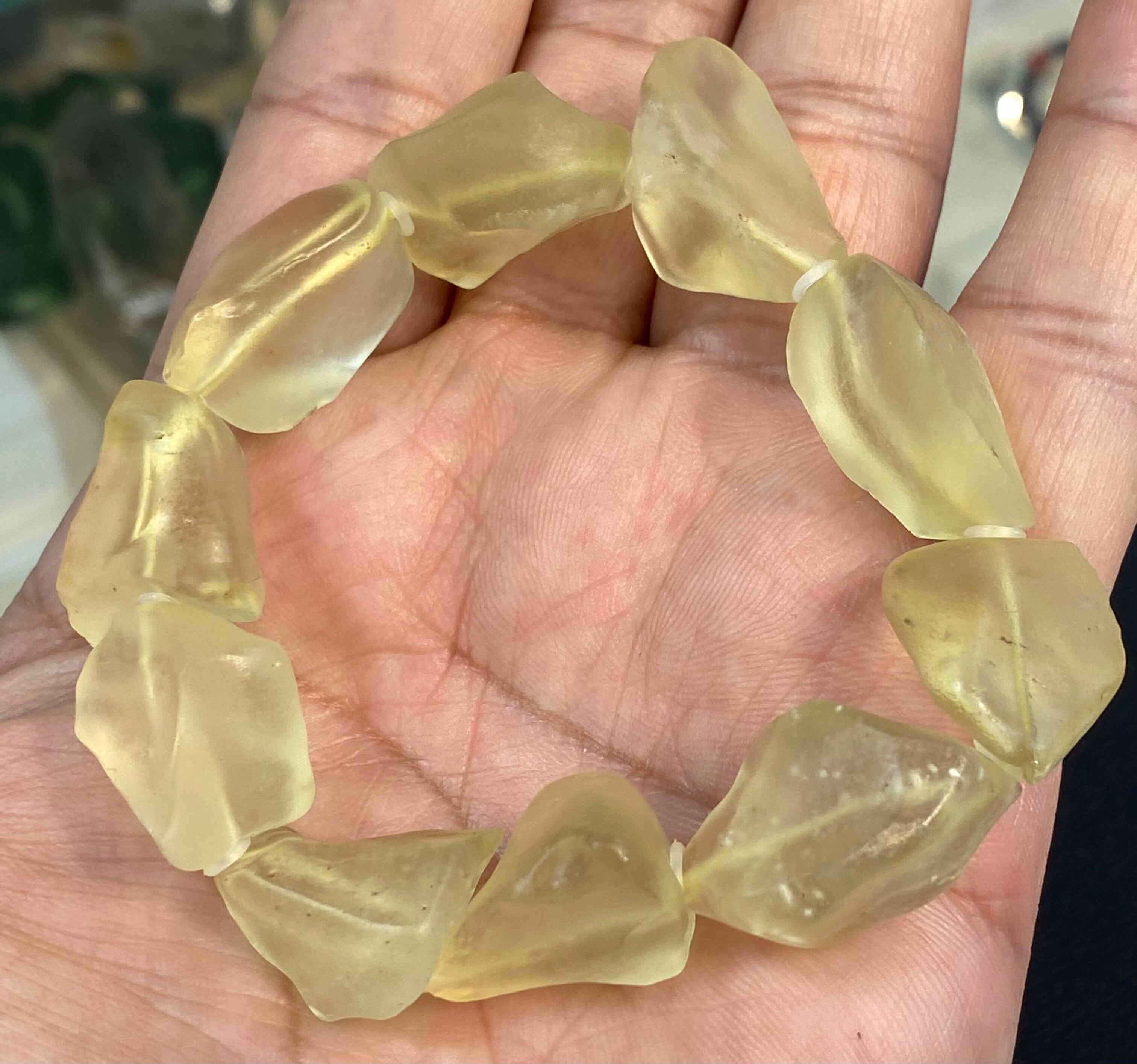 最高グレード！リビアングラス原石ブレスレット 人為的研磨なし | 水晶