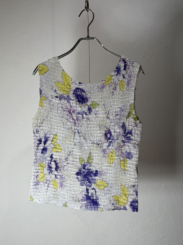 Vintage USA  Floral Shirring Sleeveless Top