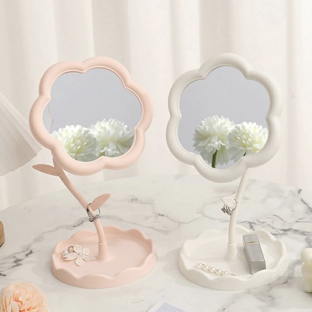 花デザインミラー 2色展開｜コンパクト