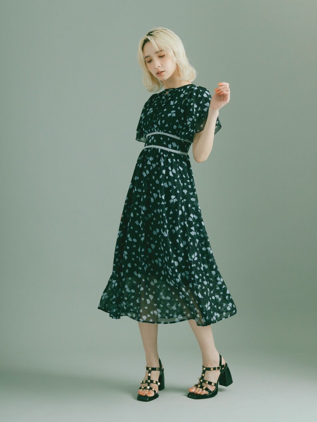 【crayme】 3way Sleeve Flower Dress