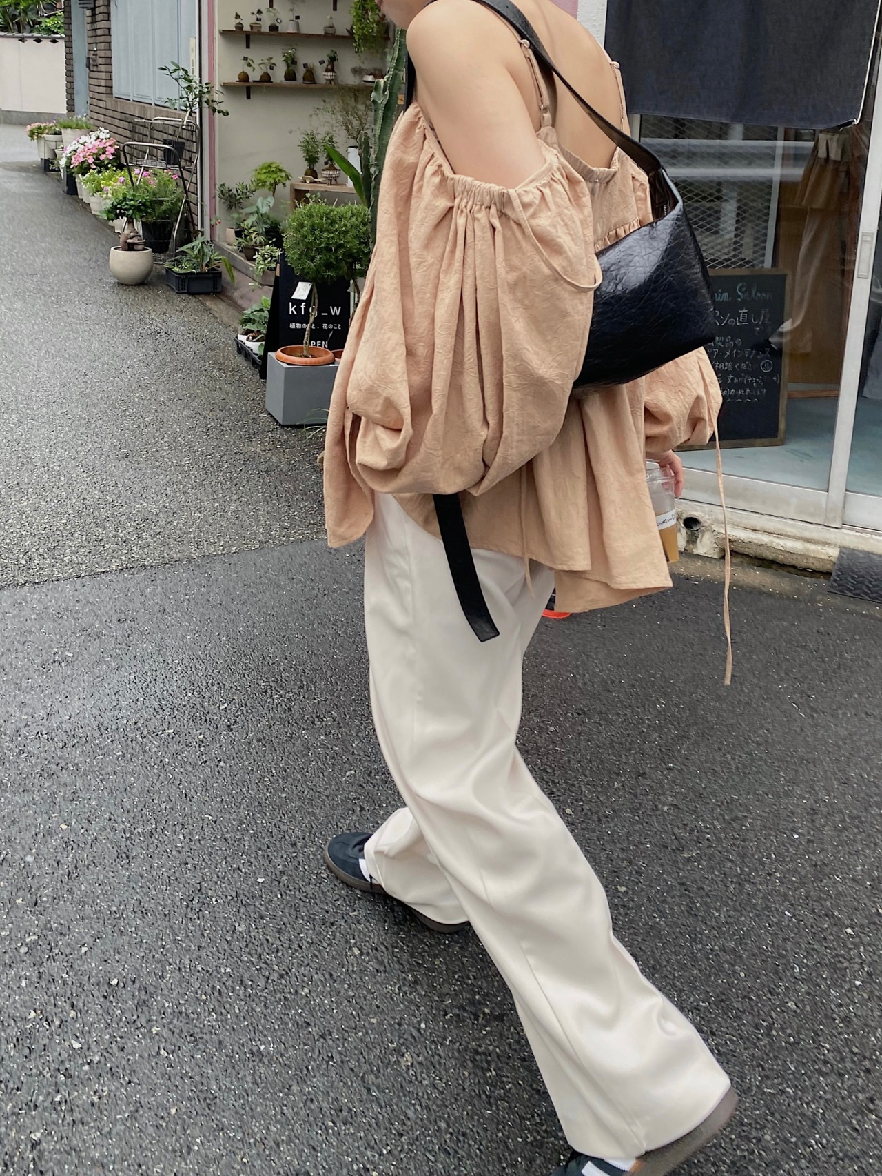 deformation puffy arm jacquard tops