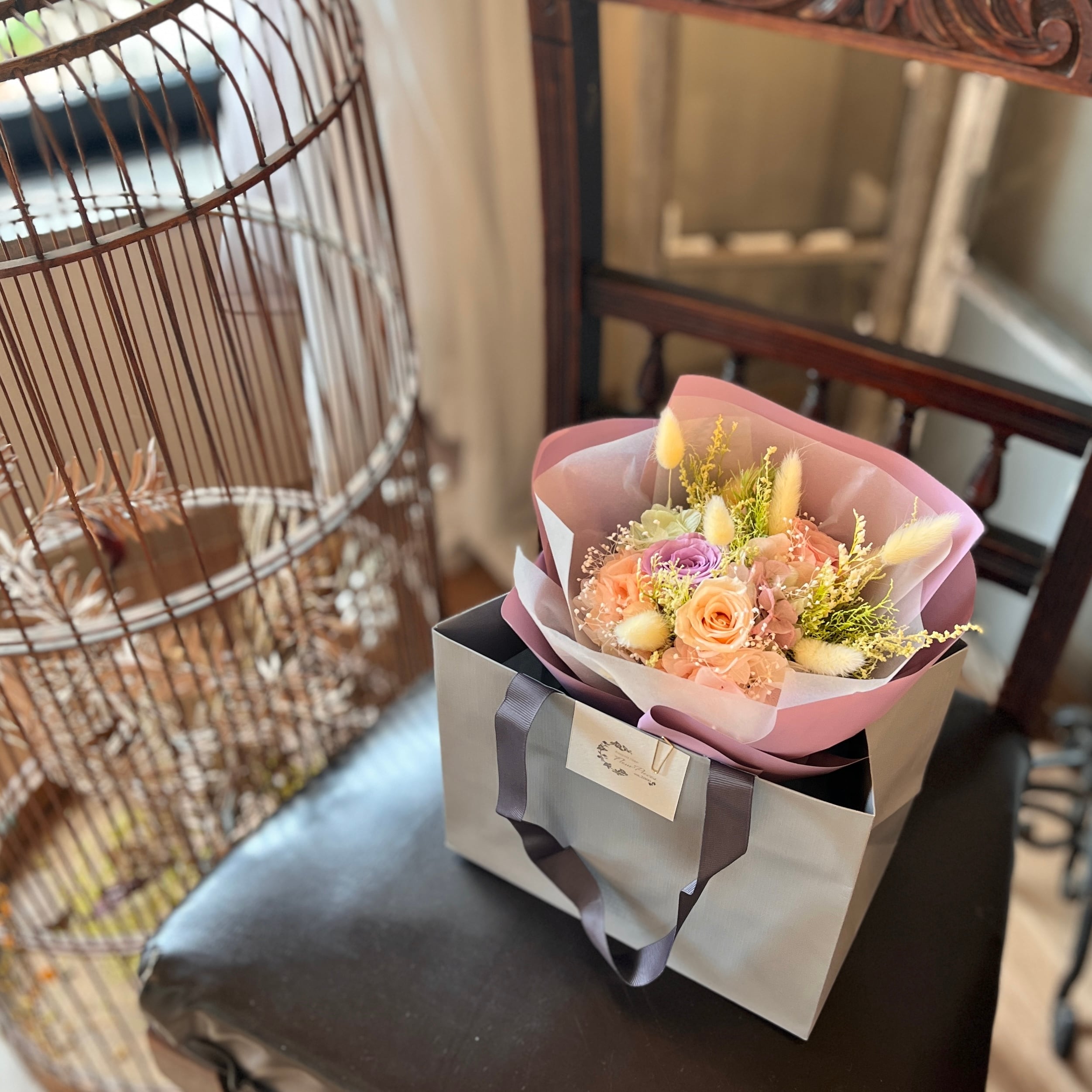 プリザーブドフラワー　花束　ブーケ プリザーブドフラワー】花束 bouquet｜ブーケ｜white｜pink