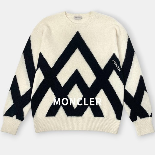 MONCLER モンクレール ビッグロゴ 刺繍 ニット セーター 春 白 L / J&NREUSE メンズ トップス