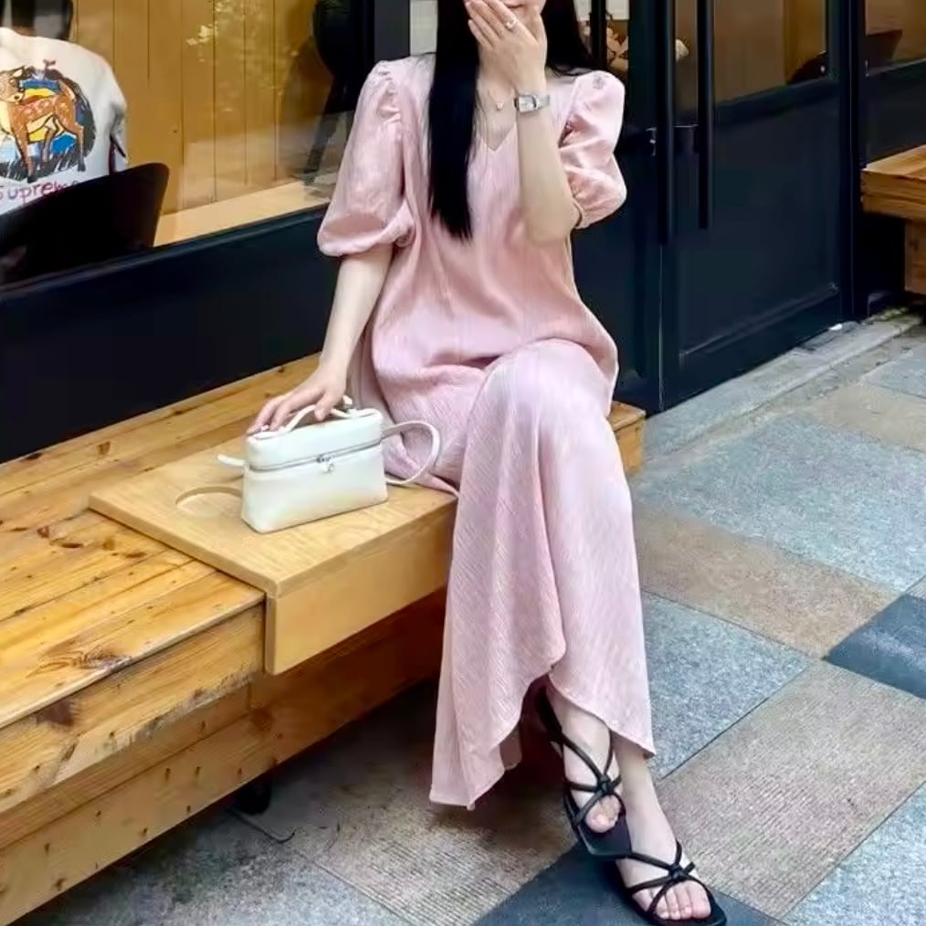 パフスリーブリラックスワンピース