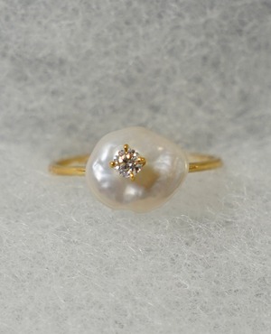 （SV）Thalatta stone ring Pearl×Moissanite