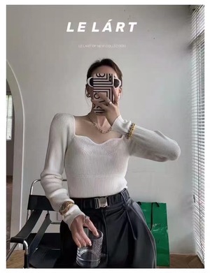 ウェーブカットデコルテ リブニット　AJ111-62