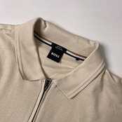 BOSS ボス SLIM FIT MERCERISED ハーフジップ 半袖 ポロシャツ L/ライトベージュ メンズ