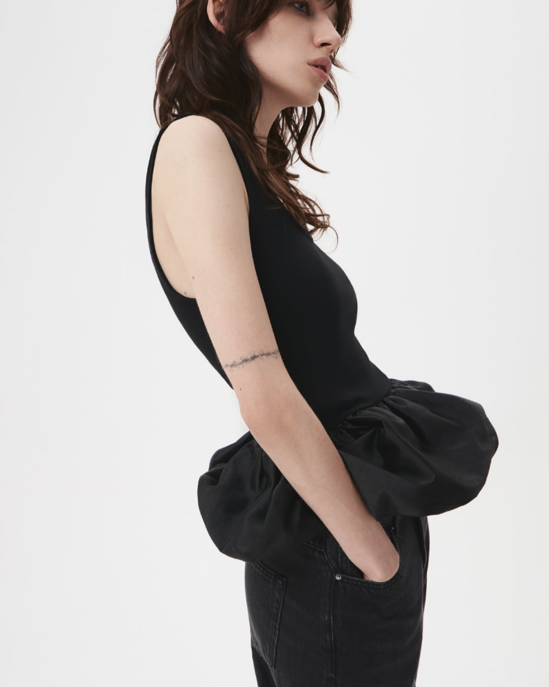 Balloon Hem Peplum Tank Top