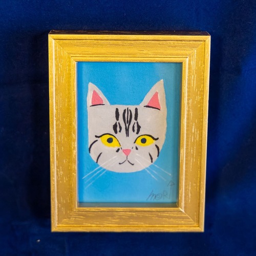森邦保作品 猫のジクレー版画 （額装込み）F10（キジトラ猫イメージ）