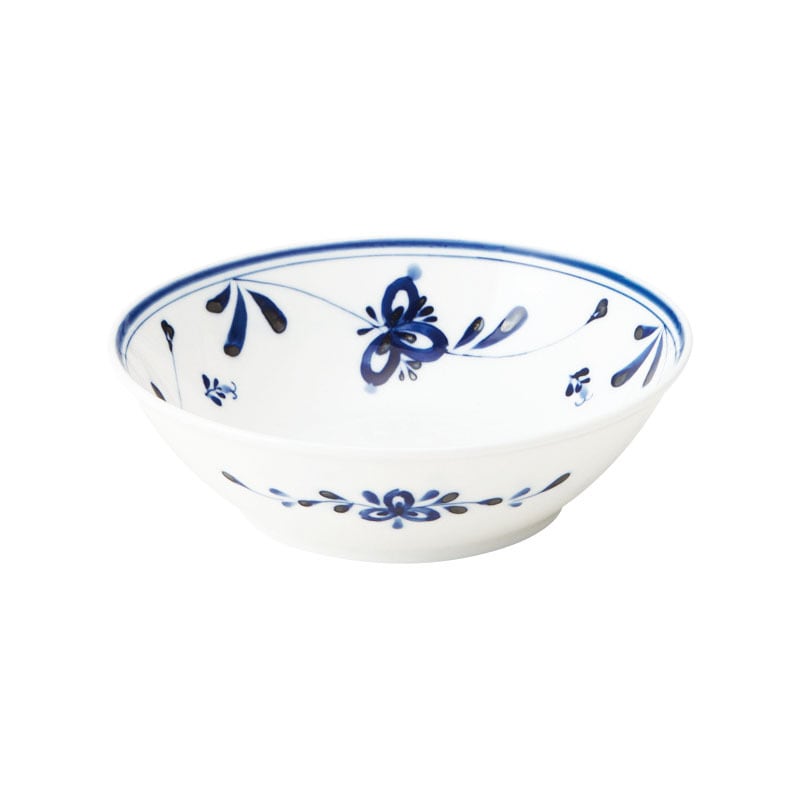 うすかるシリーズ 和食器 染付け ブルーリーフ 中鉢17cm 染付け おしゃれ食器【日本製】