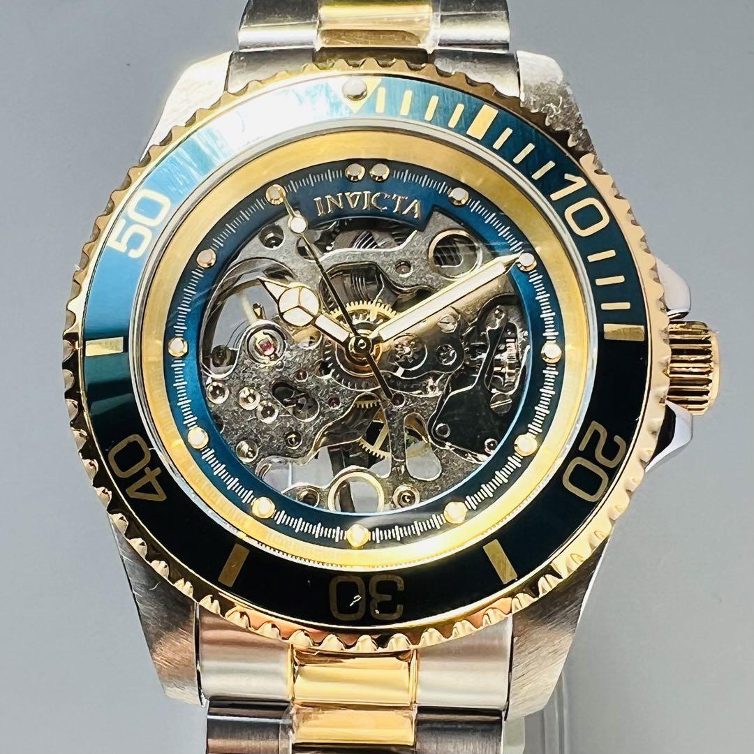 INVICTA インビクタ メンズ 腕時計 自動巻き ブルー 青 ゴールド ...