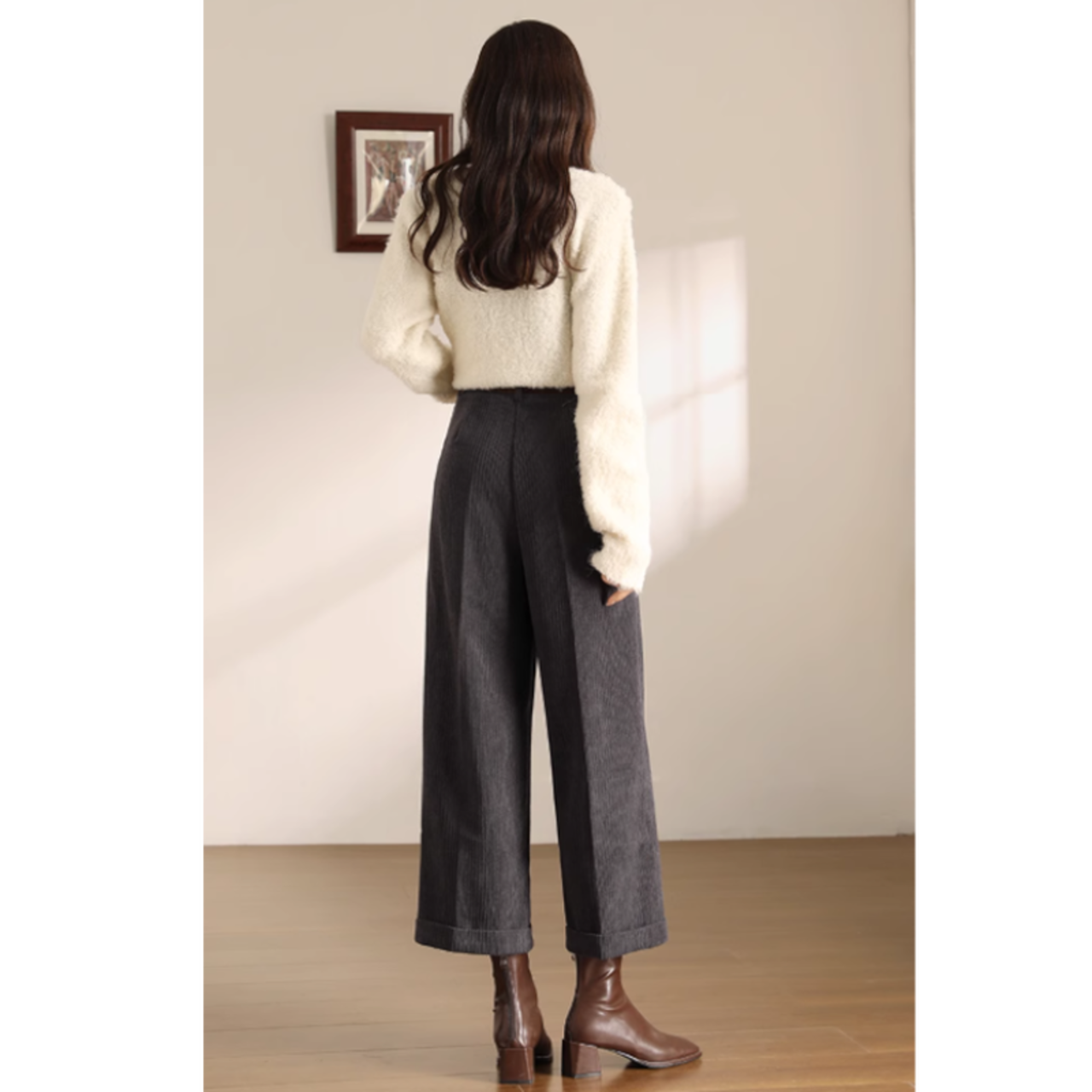 コーデュロイワイドクロップドパンツ W01156