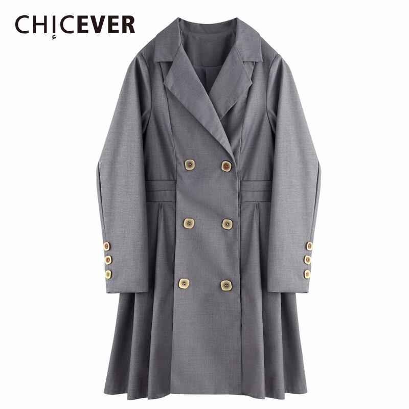 CHICEVERプリーツレディースブレザーノッチ付き長袖ウエストチュニックラージサイズコート2020春夏 ロング 大きめサイズ スプリング 春物 サマー 夏物 6base529046002378