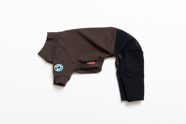 ５スリーブロンパース（5分丈） dark brown × black  / イタグレ服