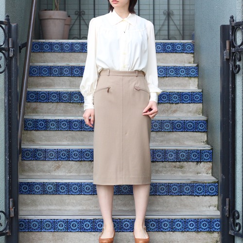 .HERMES WOOL ZIP TIGHT SKIRT MADE IN FRANCE/エルメスウールジップタイトスカート 2000000037233