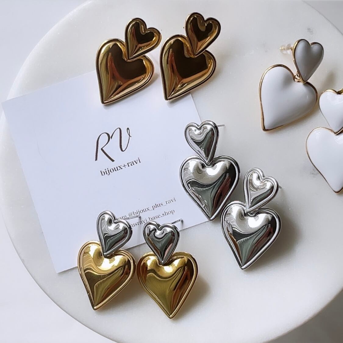 専用です☆レピドライトシリカとリビアングラスとハートのピアス　他2品 ダブルHeartピアス | BIJOUX+RAVI 【ビジュープラスラヴィ】アクセサリー