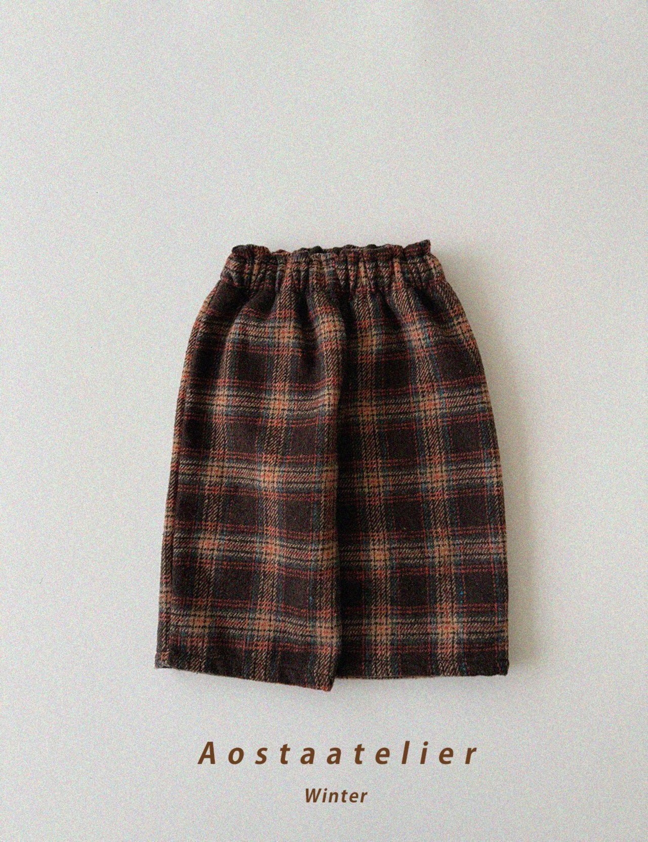 【Aosta】チェックパンツ ブラウン 70~110cm 2025 WINTER 韓国子供服 - 2