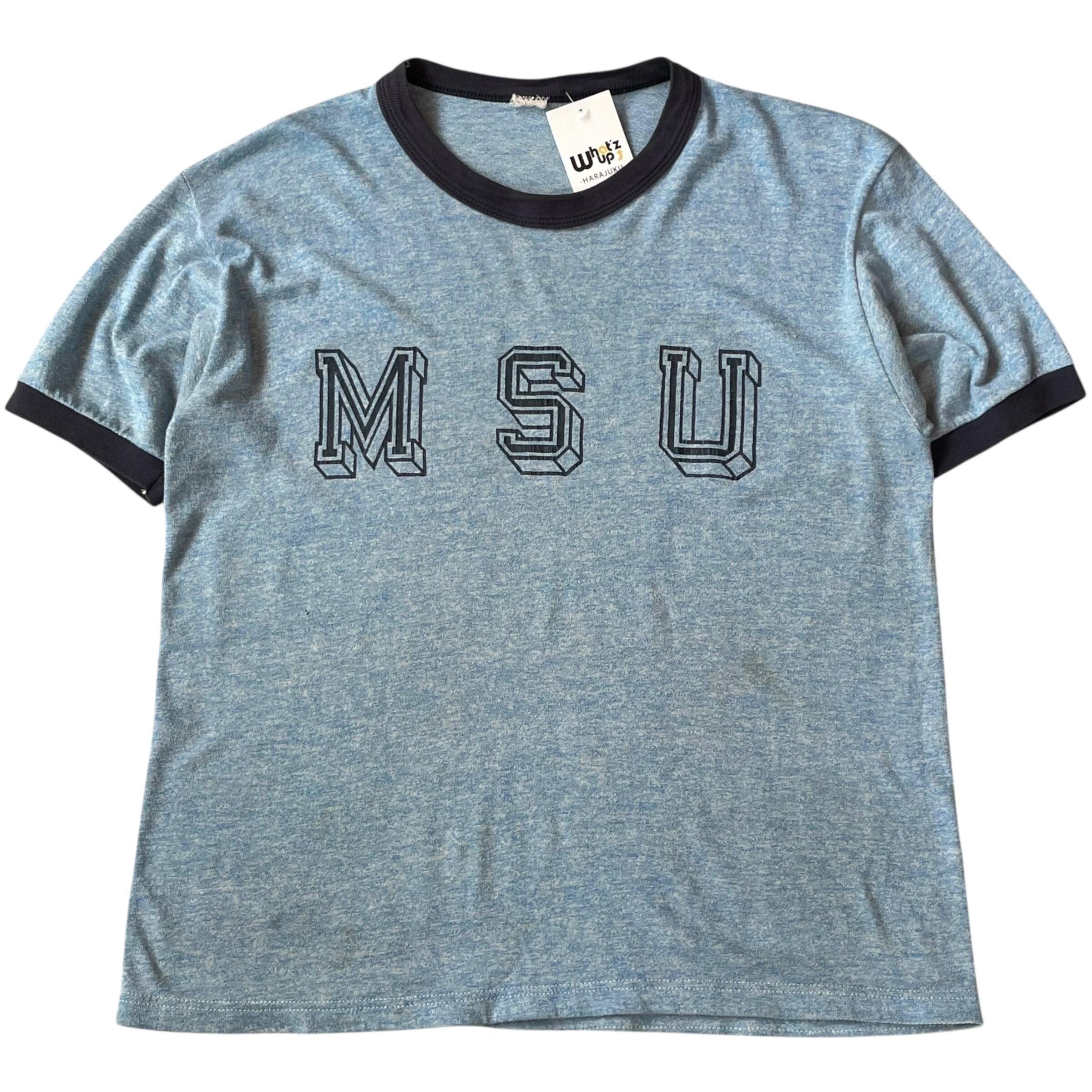 70~80s "MSU" college print linger T-shirt