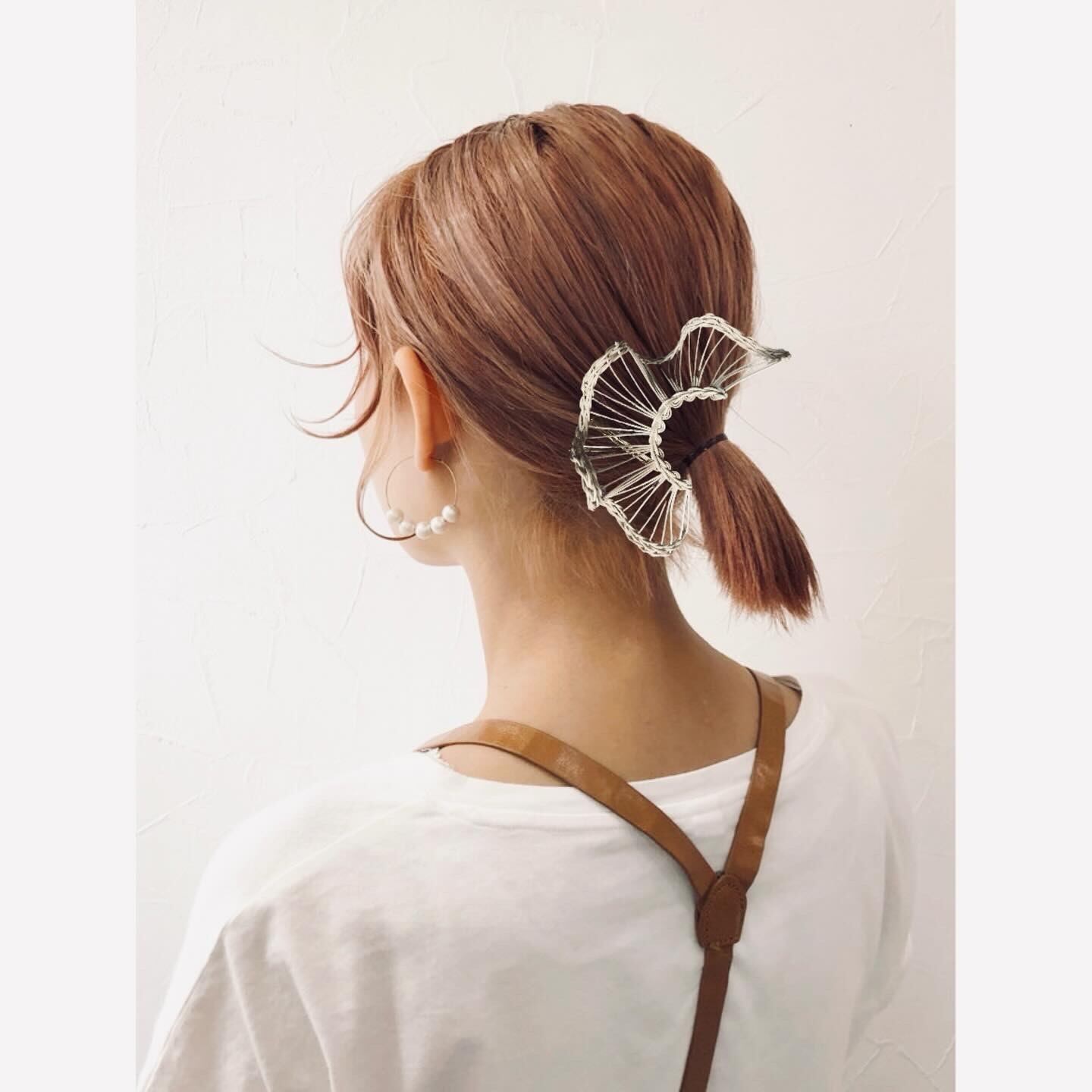藤(ラタン)の淡路結びのバレッタ ラタン編みのバレッタ ダブルフリル | MAISON821