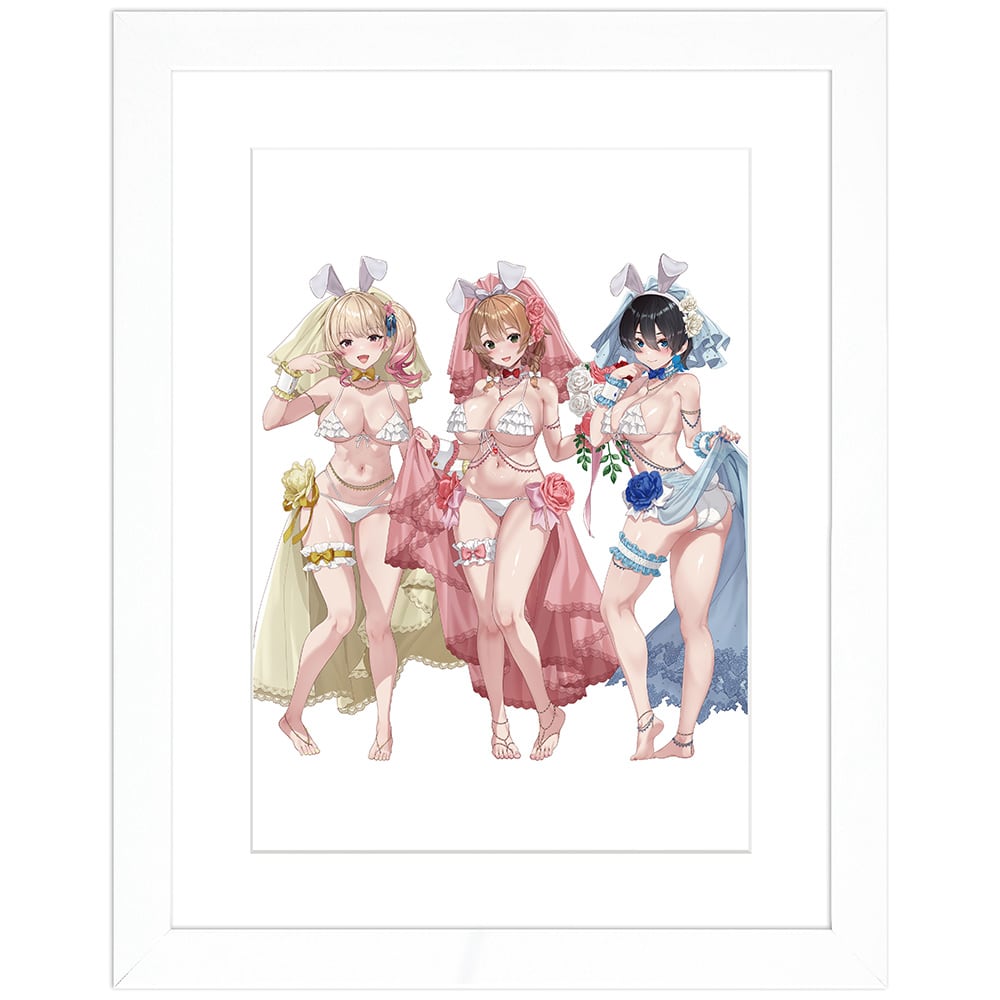 バニーガーデン 描き下ろしキャラファイングラフ(バニーウエディング水着) A4