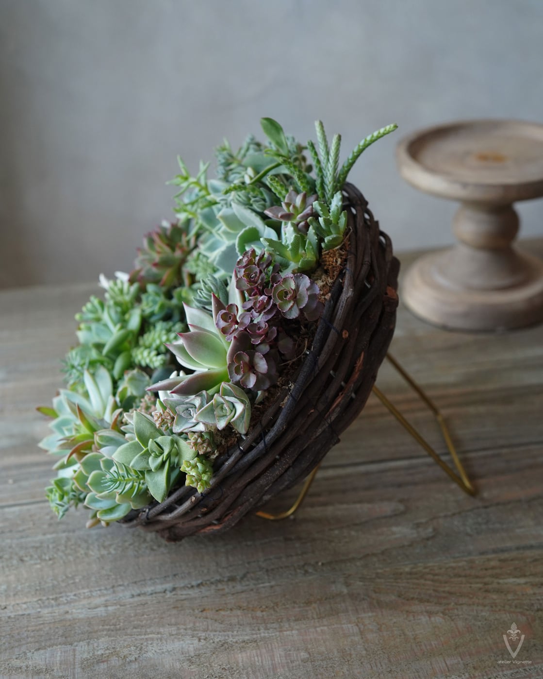多肉植物　寄せ植え　リース 多肉植物 のリース Φ25cm 【寄せ植え】 | アトリエ ヴィネット（花苗