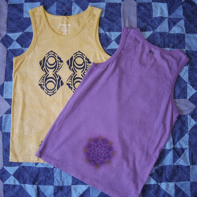 “曼荼羅染め” 88LOGO  TIE DYE HEMP COTTON  TANK TOP  Purple  M 【GOHEMP】