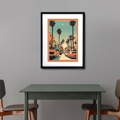 Venice Beach｜西海岸アートポスター｜カリフォルニアの海風を感じる爽やかな壁掛けインテリア｜額縁セット｜リゾート空間に最適｜A4ポスター