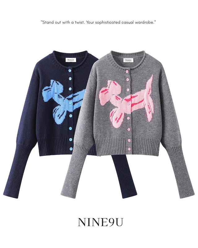 dog long-cuff round-neck cardigan 2color【NINE0282】