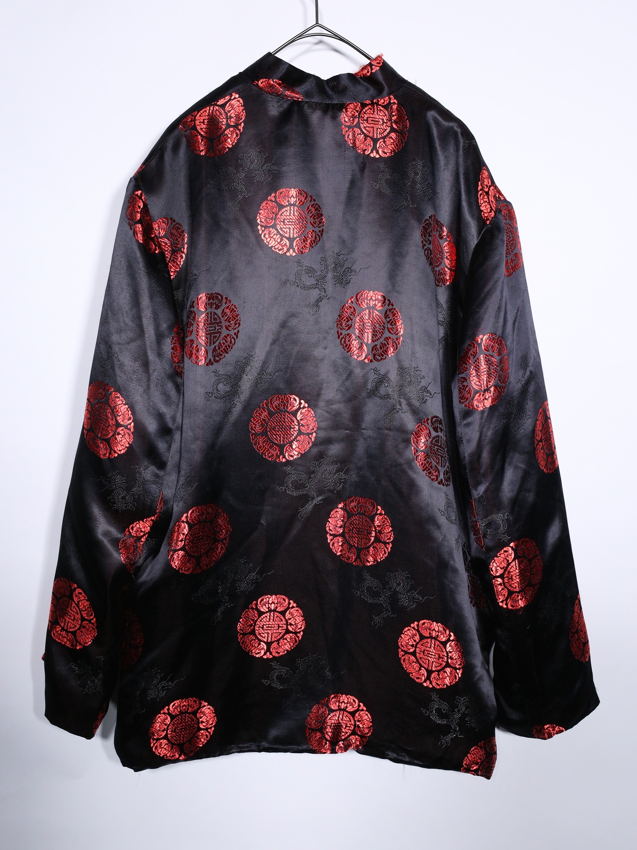 XXXL over silhouette 紋様 satin china shirt jacket - 17